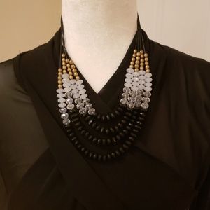 Black, Clear and gold necklace